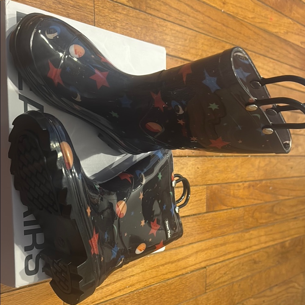 Dream Pairs Kids' Black Space & Star Rain Boots